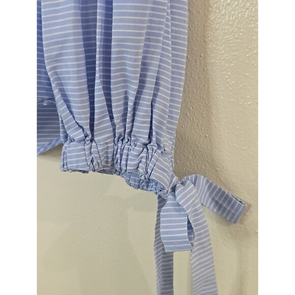 Banana Republic Riley Blue Striped Long Sleeve Button Up Shirt Size 6 Balloon - Picture 7 of 11
